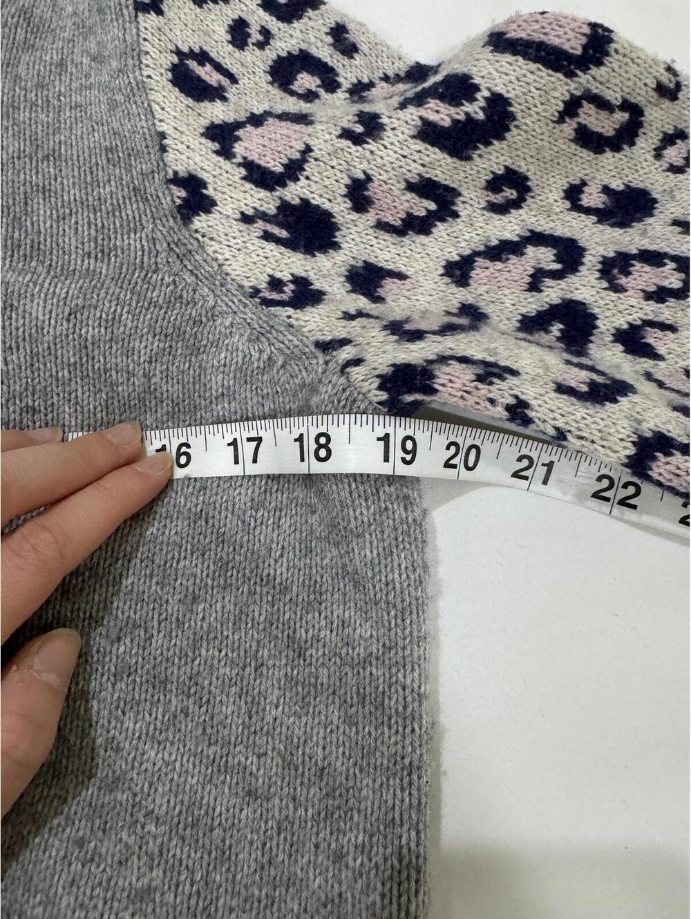 Madewell Gray Tensley Leopard Print Balloon Sleeve Pullover Sweater- Size Small - Picture 8 of 9